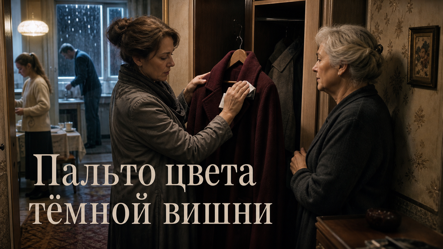 Пальто цвета тёмной вишни